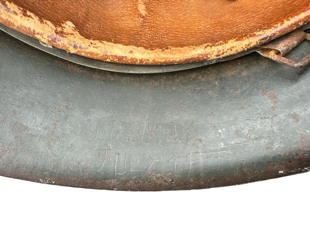 Wehrmacht M42 Camouflage Helmet in Tan Paint Captured in Normandy!