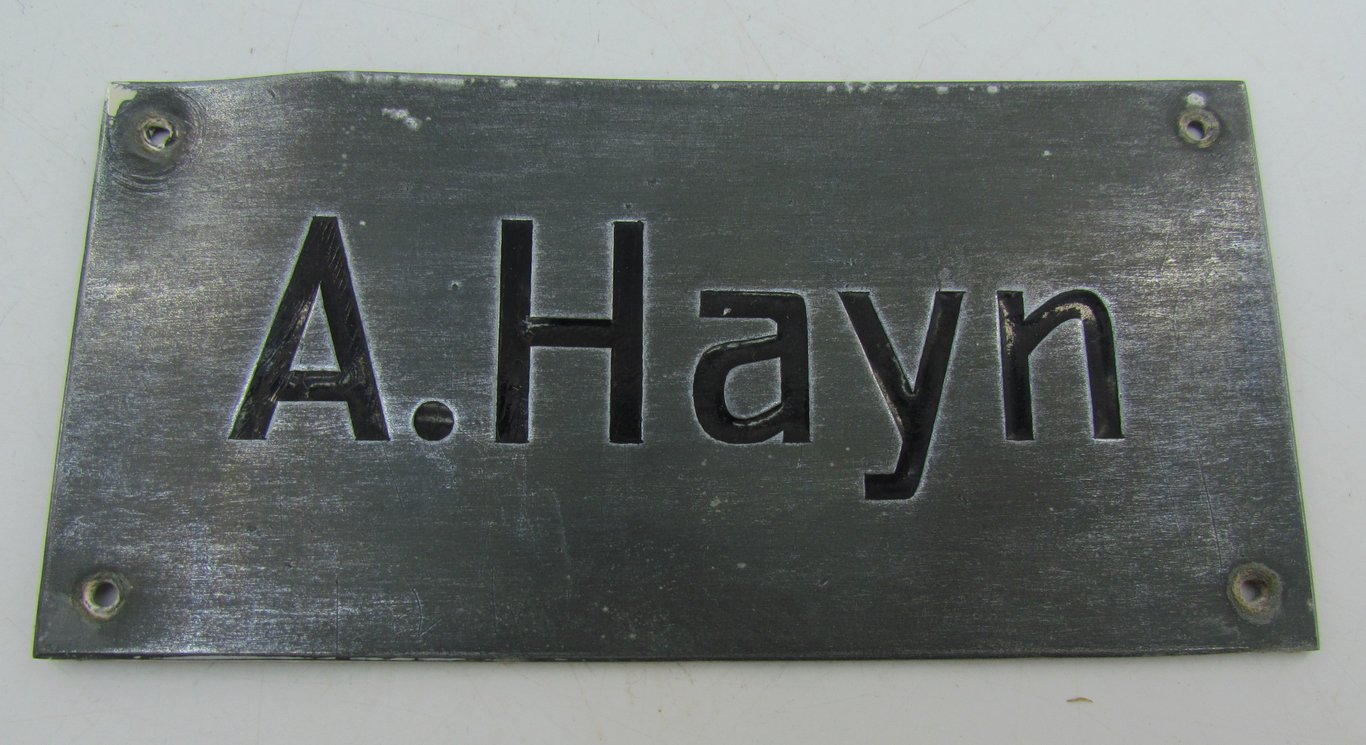 RAD (Reichsarbeitsdienst) Oberstfeldmeister Albert Hayn – Personal Name Plates