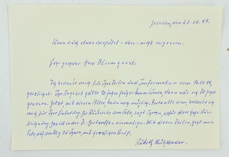 Signature of Kriegsmarine KC Recipient 'Rudolf Mühlbauer'