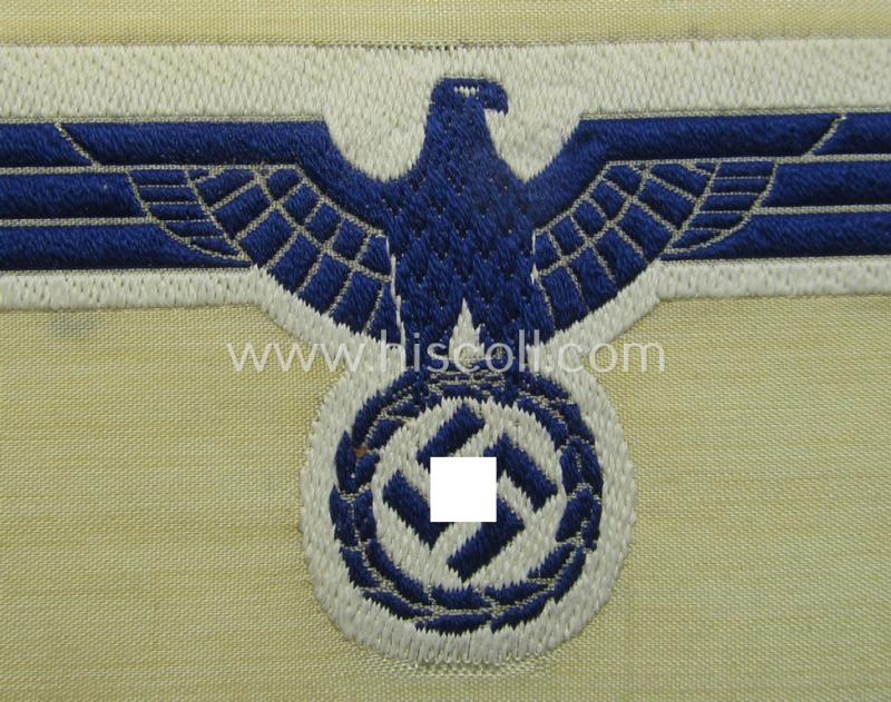 Attractive - and scarely seen! - WH (KM) related breast-eagle (ie. 'Brustadler für Mannschaften u. Uffz. der Kriegsmarine') being a 'standard-issue'-pattern-example as executed in the 'BeVo'-weave-pattern on a white-coloured background