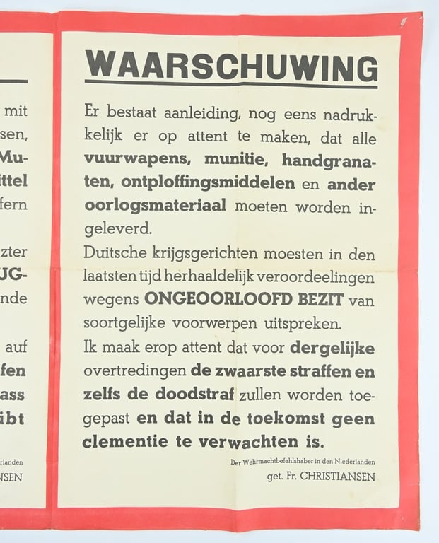 German/Dutch Warning Poster 'Christiansen'