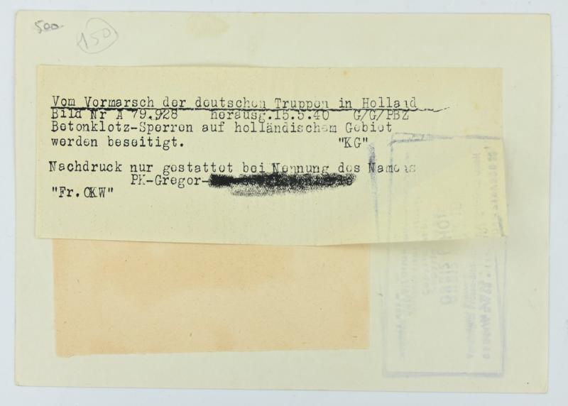 German WH Press Photo 'May 1940 Dutch Border'