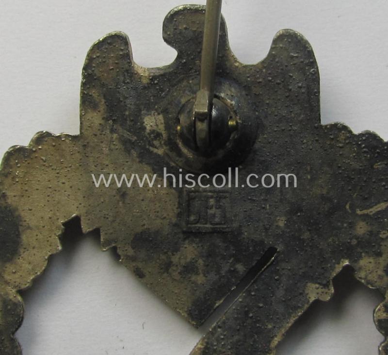 Attractive - and scarcely encountered! - WH (Heeres- ie. Waffen-SS) 'Infanterie-Sturmabzeichen in Silber' (or: silver-class IAB) being a neatly maker- (ie.'JFS'-) marked example that comes in a truly issued- ie. moderately worn, condition