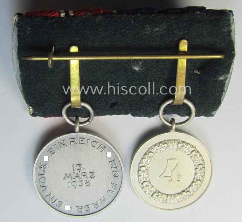 WH (Heeres o. KM) two-pieced medal-bar (ie.: 'Doppelspange') resp. showing a: 'WH-DA 4. Stufe' and an Austrian  'Anschluss'-medal