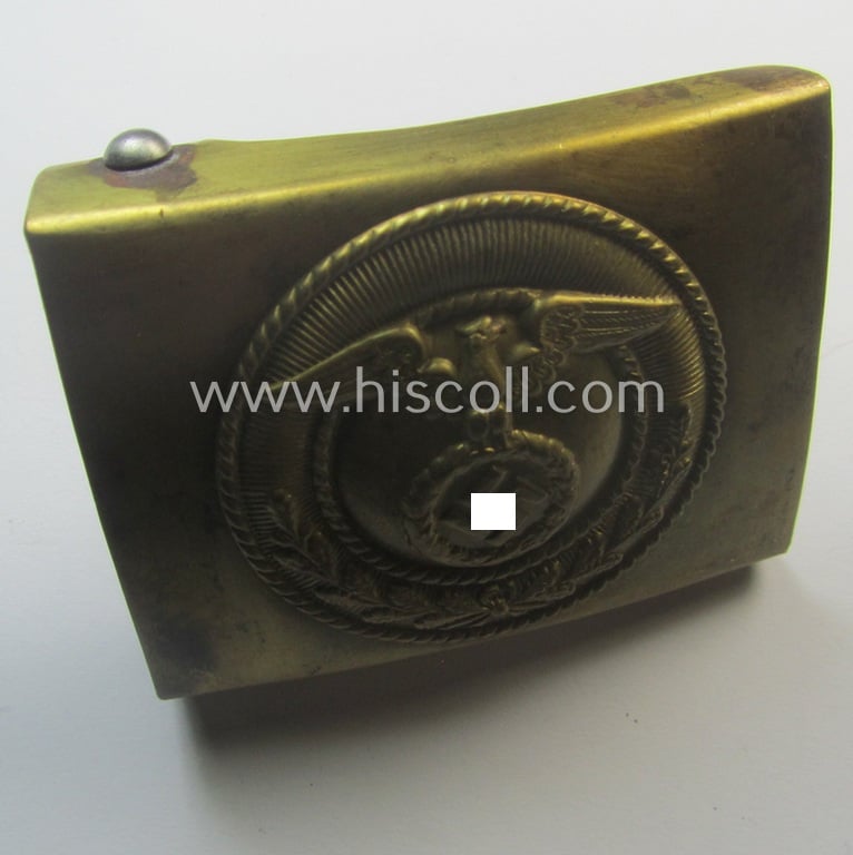 Neat - albeit unmarked and typically regular-sized! - example of a pre-war-period, SA (ie. 'Sturmabteilungen') copper- (ie. 'messing'-) based belt-buckle being a 'variant'-pattern- (ie. 'two-pieced'-) specimen