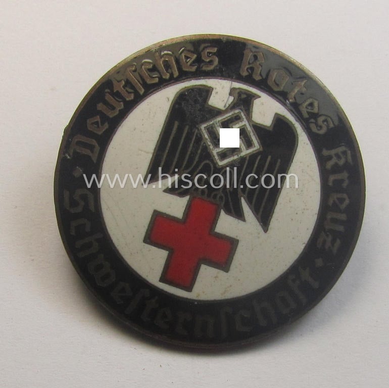 DRK nurses'-badge entitled: 'Schwesternschaft' being a medium-sized version showing a low bearers'-number: ('734') and/or: 'Ges.Gesch.'-patent-pending-designation