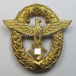 Superb, early-pattern, bright-golden-toned- and/or 'Buntmetall'-based, 'Polizei'-visor-cap eagle, being...