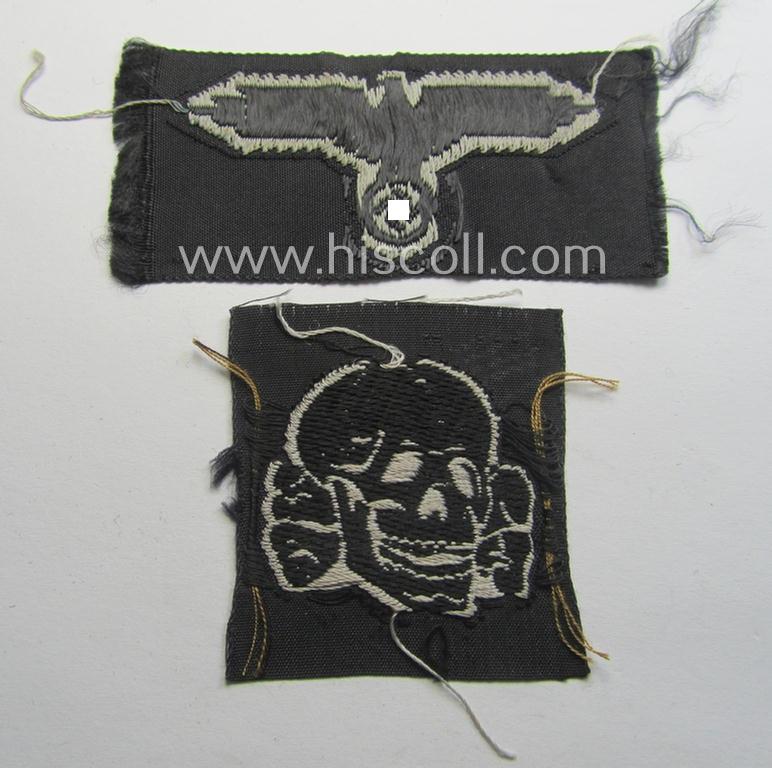 Waffen-SS, 'BeVo'-woven-style skull- and cap-eagle-set (ie. 'Totenkopf- u. Adler-Effektensatz für Schiffchen o. Einheitsfeldmütze')