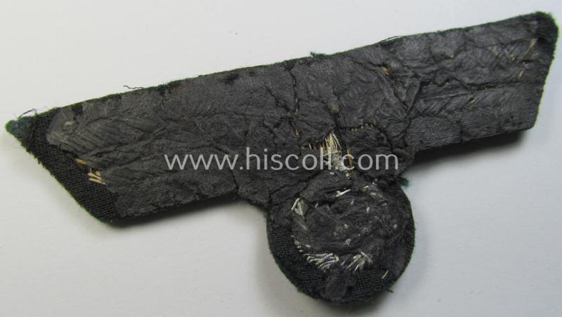 Attractive - and moderately used! - WH (Heeres) officers'-type, hand-embroidered breast-eagle (ie. 'Brustadler für Offiziere') as was executed in bright-silverish-coloured braid as was intended for usage on the various officers'-pattern tunics