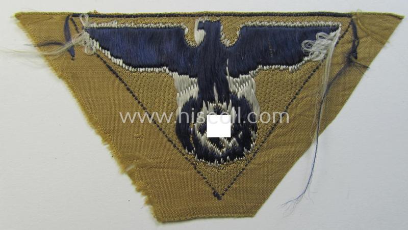 Attractive, SA-related cap-eagle as was intended for the: 'Lagermütze' (ie. side-cap) being an example as woven on a darker-blue-coloured background and as such intended for members within the: 'SA-Gruppe Hansa o. Hessen'