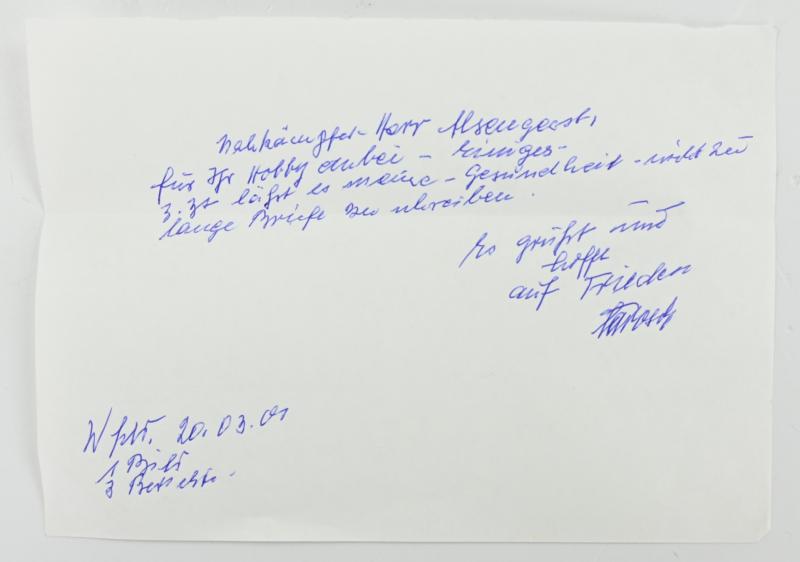 Signature of Wehrmacht Heer KC Recipient 'Alfred Jarosch'