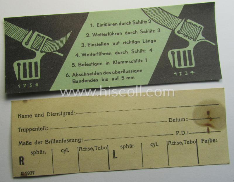 Matching - and/or fully complete! - pair of 'standard-issued'-pattern, WH-gas-mask-glasses (ie. 'Maskenbrille') that comes stored in its period-, metal-based container as was intended for usage in conjunction with the gasmask