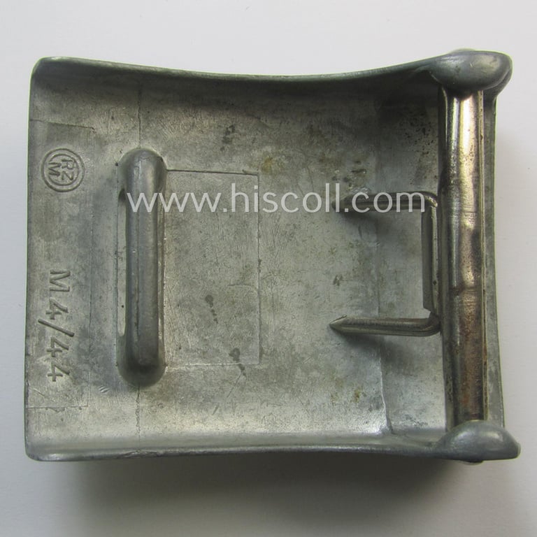 HJ (ie. 'Hitlerjugend') zinc- (ie. 'Feinzink'-) based- (and/or unusually 'molded'-pattern!) belt-buckle being a maker- (ie. 'RzM M4/44'-) marked example