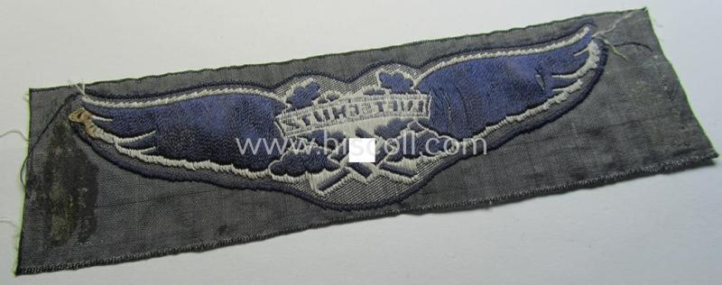 Attractive - and scarcely encountered! - EM- (ie. NCO-) pattern, so-called: 'Luftschutz' (ie. RLB-) breast-badge (ie. 'Brustabzeichen') as executed in so-called: 'BeVo'-weave-pattern and that comes in a 'virtually mint- ie. unissued' conditio...