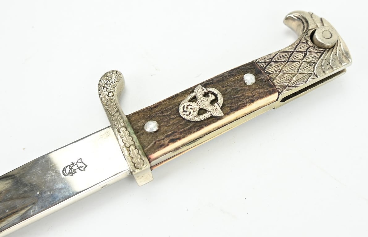 German Police Stag Handled Dress Bayonet with Frog