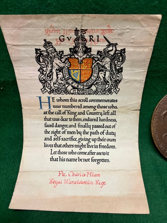 Royal Warwickshire Casualty Group KiA 1917