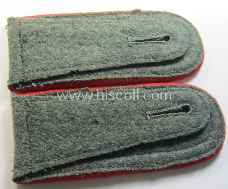 Attractive - and fully matching! - pair of WH (Heeres) early- (ie. mid-) war-period- (ie. 'M40'- ie. 'M43'-pattern), 'standard-issued' NCO-type shoulderstraps as was intended for an: 'Unterwachtmeister eines (Sturm)Art.-Abts. o. Rgts.'