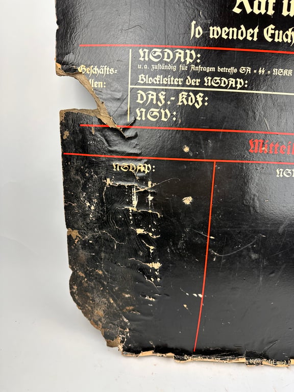 Rare Cardboard NSDAP sign  "Hier spricht die NSDAP"