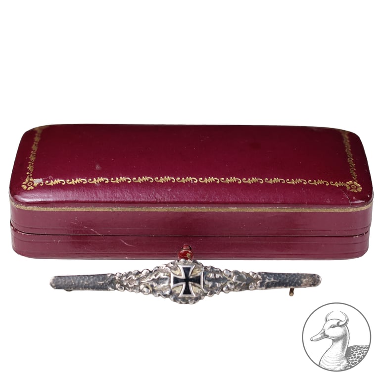 Patriotische Damenspange Eisernes Kreuz 1914 Juwelier Goldschmidt Köln Silber 800