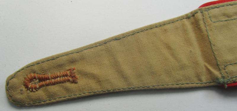 Single, WH (Luftwaffe) 'tropical-issued' NCO-type shoulderstrap (as was specifically intended for usage on the tropical-shirts ie. tunics) as was specifically intended for an: 'Uffz. der Flakartillerie-Trpn.'