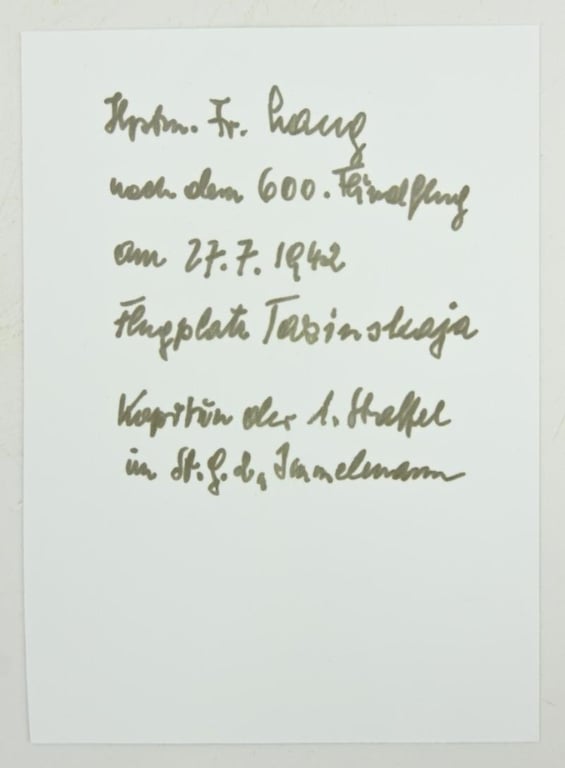 Signature of Luftwaffe KC-OLC&S Recipient 'Friedrich Lang'