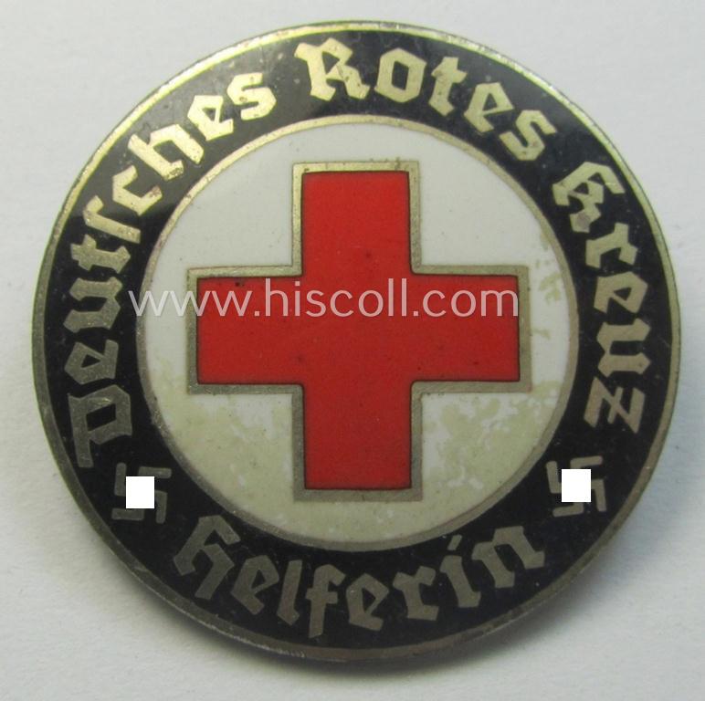 DRK (ie. 'Deutsches Rotes Kreuz' or German Red Cross) 'Ges.Gesch.'-marked nurses'-badge: 'Helferin'