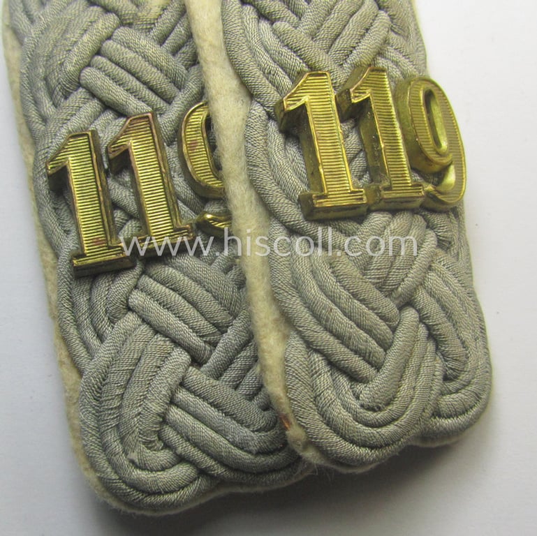Pair of WH (Heeres) neatly 'cyphered', officers'-pattern shoulderboards: 'Major des Infanterie-Rgts. 119'