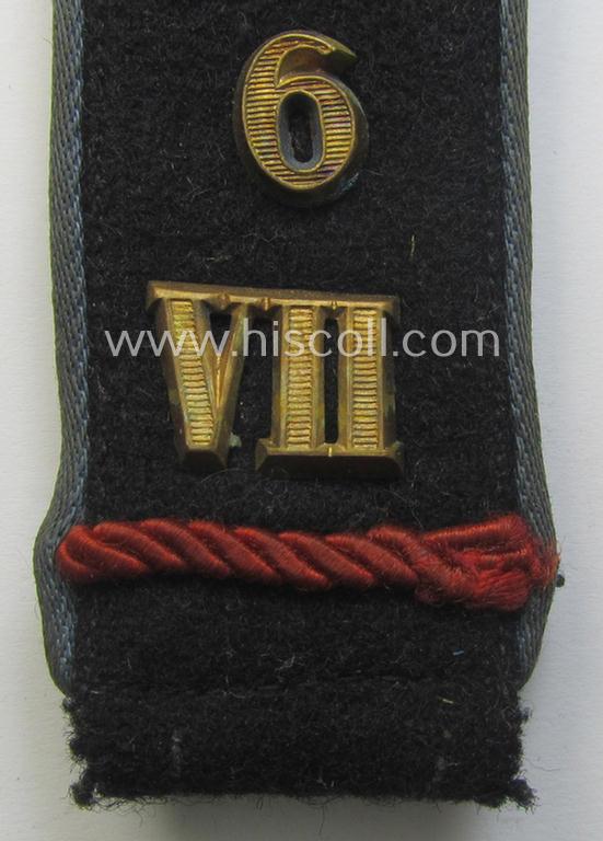 Attractive - albeit regrettably single! - WH (Luftwaffe ie. Hitlerjugend-) related- and unusally 'cyphered', so-called: 'Flakhelfer'-shoulderstrap as was intended a: 'Flakhelfer' (ie. later-war-period, youthful, anti-aircraft staff-member)