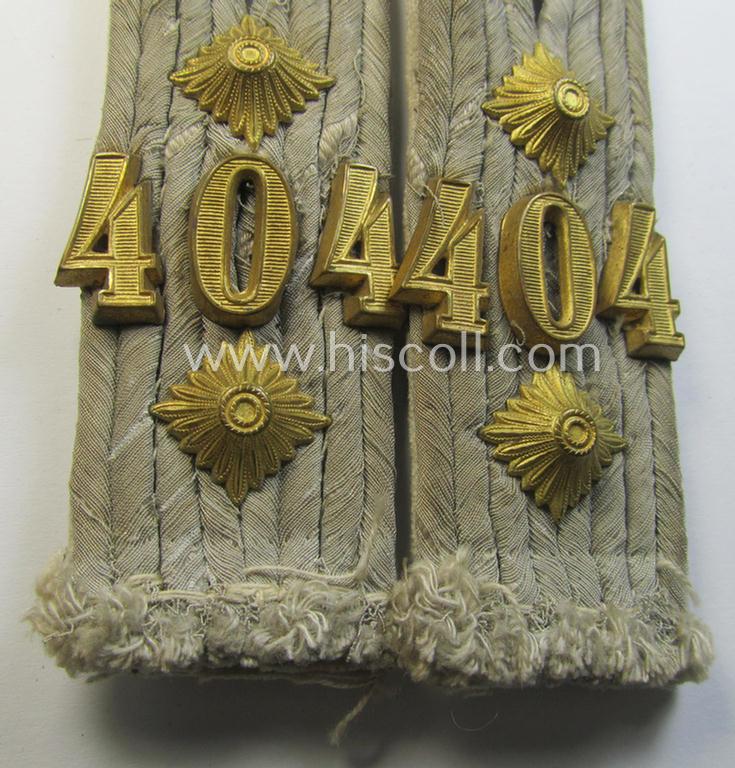 Pair of 'cyphered', WH (Heeres) officers'-type shoulderboards as was intended for - and clearly worn by! - a: 'Hauptmann des Infanterie-Regiments 404'
