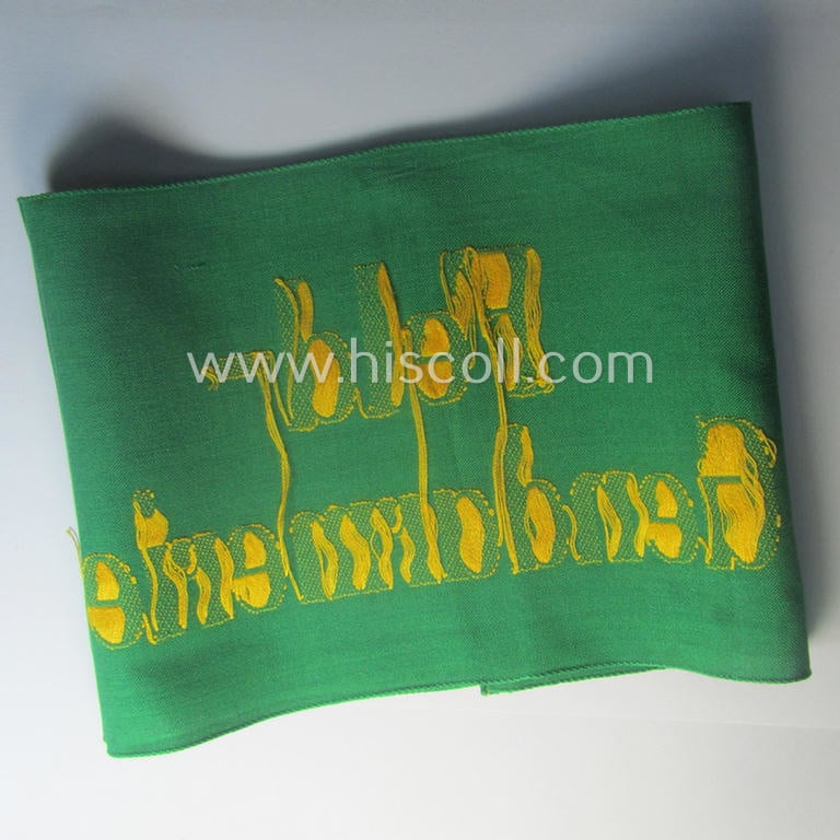 Wehrmacht-related, bright-green-coloured and/or linnen-based armband entitled: 'Feldgendarmerie' (as was specifically intended for usage by the staff of the notorious: 'Feldgendarmerie-Truppen')