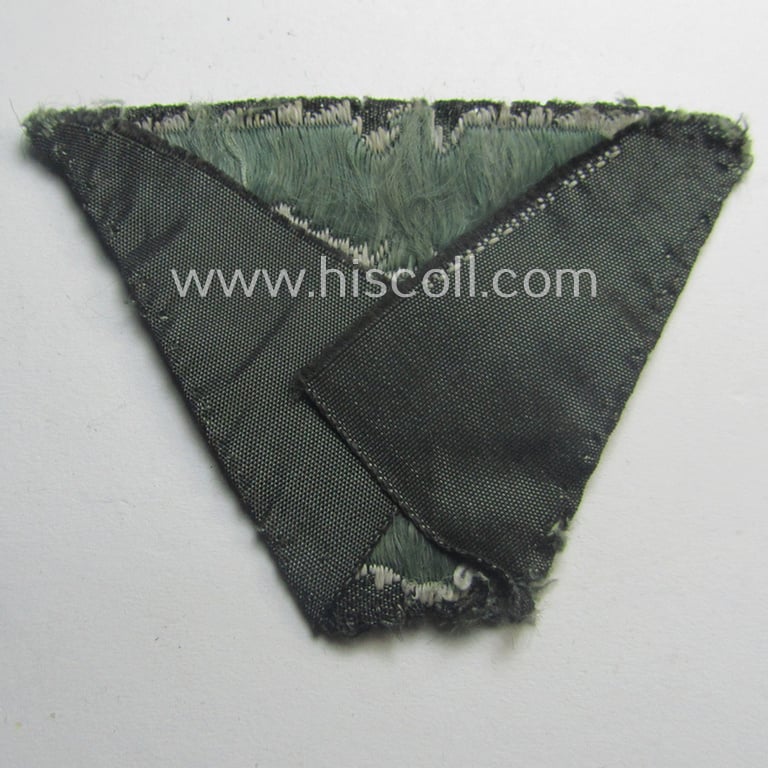 Truly used and worn, Waffen-SS field-grey-coloured ‘M43’-pattern cap-trapezoid as executed in 'BeVo'-weave-pattern as was specifically intended for usage on the 'M43'-model field-caps (ie. 'Einheitsfeldmützen')