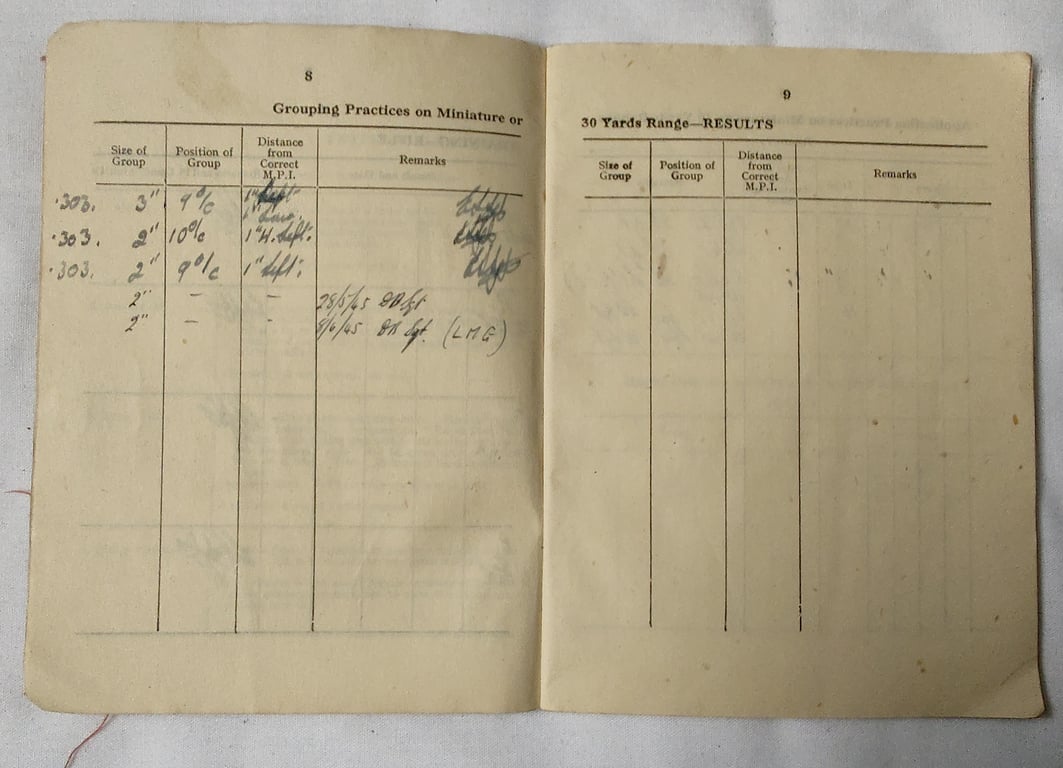 WW2 British Army skill at arms record book