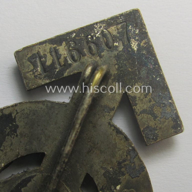 HJ (ie. 'Hitlerjugend'): 'Leistungsabzeichen in Silber' being a maker- (ie. 'RzM M1/63'-) marked example with unique bearers'-number: '116607'