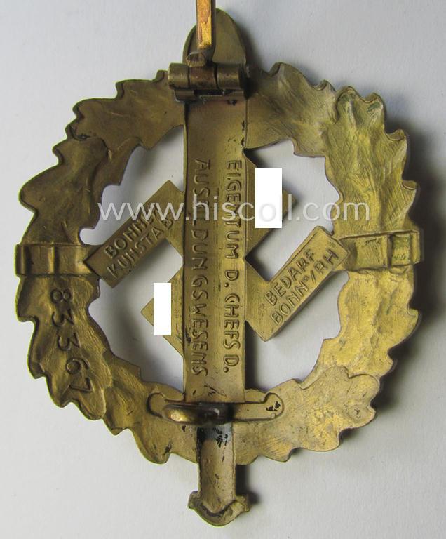 'SA-Sportabzeichen in Bronze' being an (unusually!) maker- (ie. 'Bonner KunstAbz. Bedarf'-) marked example that shows the (unique) impressed bearers'-number: '83367'