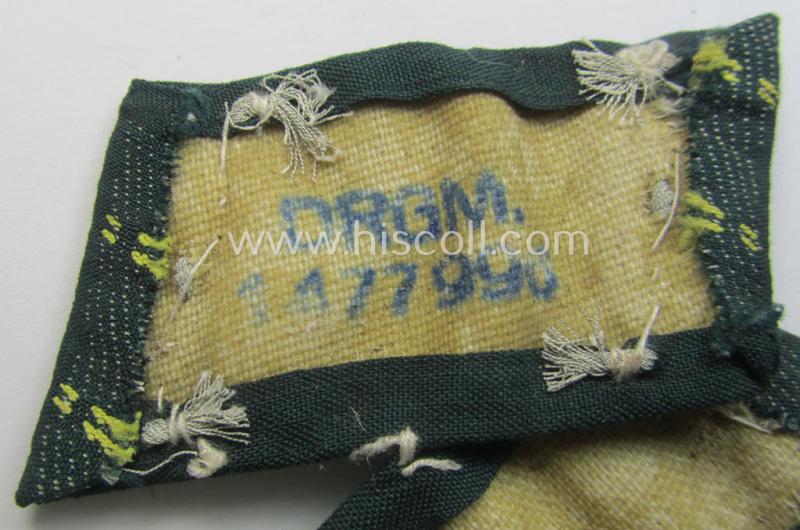 WH (Heeres) pair of (later-war-pattern!) officers'-type collar-tabs (ie. 'Kragenspiegel für Offiziere') as executed in 'BeVo'-weave pattern as was intended for an officer serving within the: 'Nachrichten-Truppen'