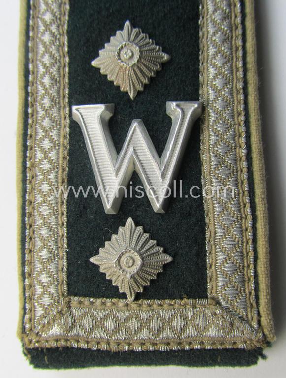 Superb - albeit regrettably single! - WH (Heeres) neatly 'cyphered', NCO-type (ie. 'M36'- ie. 'M40'- and/or rounded-styled pattern) shoulderstrap having the white-coloured branchcolour as intended for an: 'Oberfeldwebel des Wachbatallions Wien...
