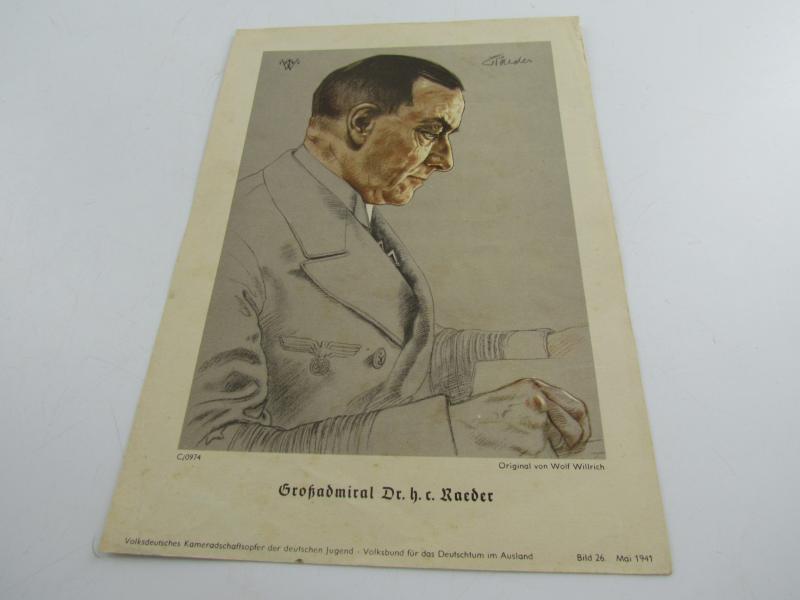 Third Reich Print Wolf Willrich Painting Großadmiral Raeder