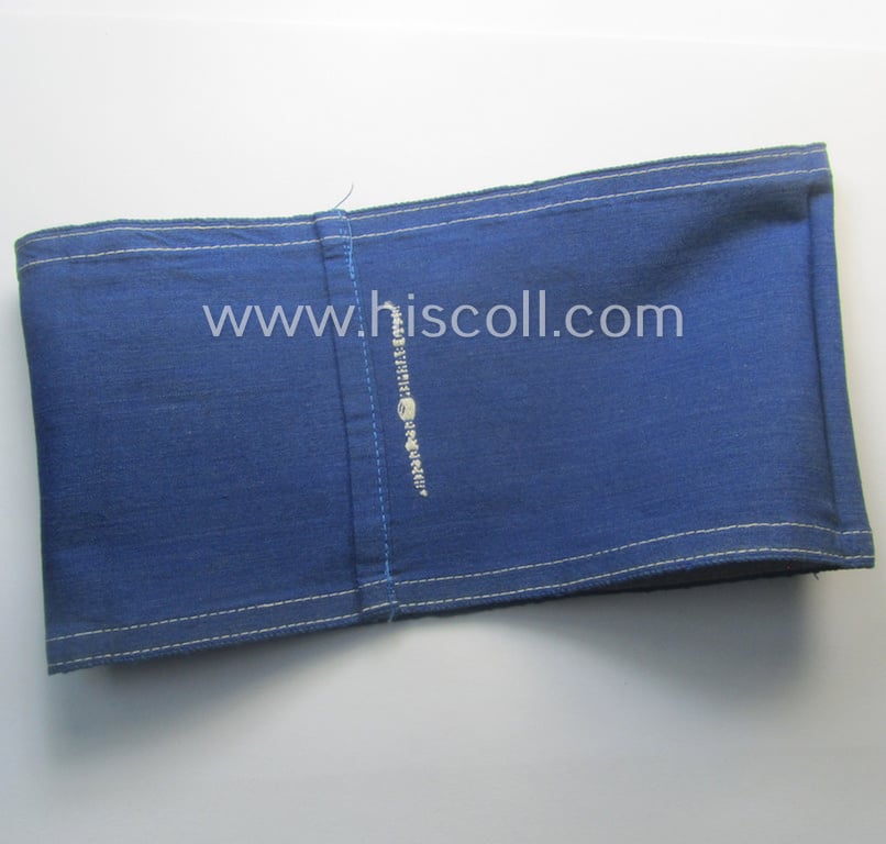 Darker-blue-coloured, RLB (or: 'Reichsluftschutzbund') so-called: 'Amtsträger-Armbinde für Führer' depicting the typical 'RLB'-logo (with lettering) and that comes in a just moderately used- ie. worn, condition