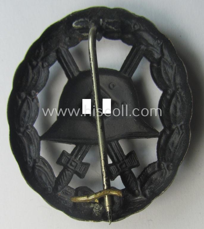 Early-pattern black-class wound-badge (ie.: 'Verwundeten Abzeichen in Schwarz') being a detailed so-called: 'Spanish Civil-War'-version of the (scarcely encountered!) 'Durchbrochener'-pattern