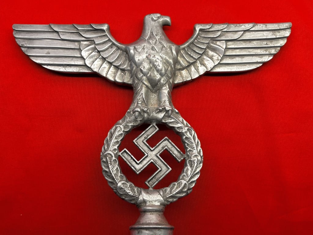 AUTHENTIC ORIGINAL 1938 WWII GERMAN NSDAP POLITICAL LEADERS FLAG POLE EAGLE FINIAL.