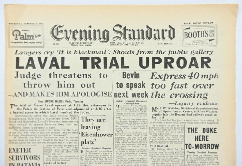 British WW2 Newspaper 'Evening Standard'