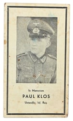 German Deathcard Dutchman Paul Klos
