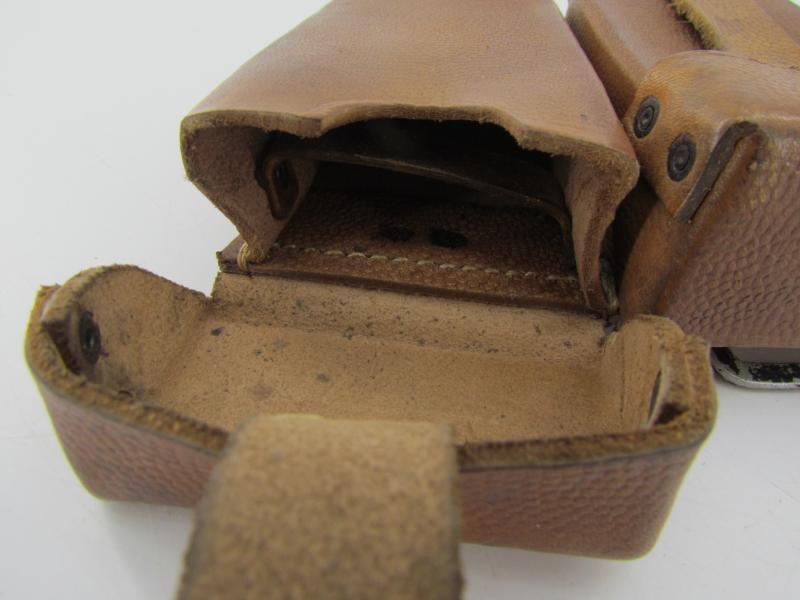 RARE matching set of brown leather K98 ammunition pouches