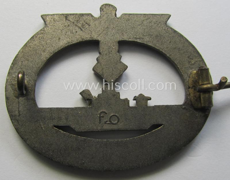 WH (Kriegsmarine), 'Feinzink'-based: 'U-Bootkriegsabzeichen' (or: U-boat war-badge) being a neatly marker (ie. 'F.O. '-) marked example as was produced by the Austrian-based: 'Friedrich Orth'-company