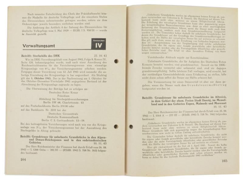 German DRK Regulation Sheet 1943