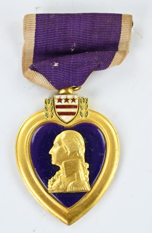 US WW2 Purple Heart In Case 'Nicolas P. Spear' with letter