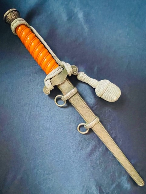 RARE GERMAN WWII ARMY OFFICERS DAGGER WITH SILVER WIRE KNOT BY PUMA SOLINGEN ADDITIONAL PHOTOS