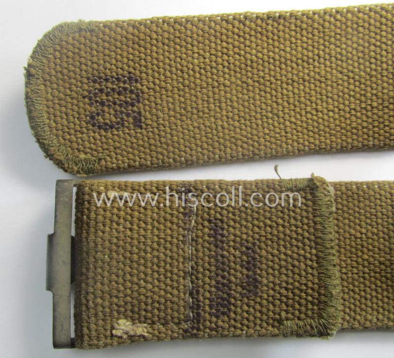 Hardly used WH (Heeres ie. LW etc.) 'tropical-issued': 'Koppelriemen' (being a neat and approx. 105 cms. long-sized example that shows a stamped ie. blue-inked makers'-designation)