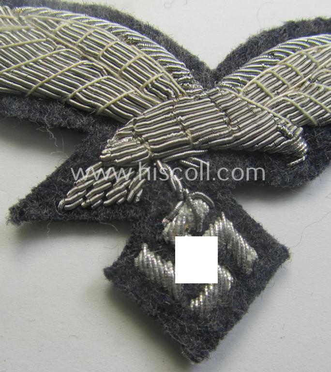 Minimally used WH (LW) officers'- (evt. NCO-) type, hand-embroidered breast-eagle (ie. 'Brustadler für Offiziere der LW')