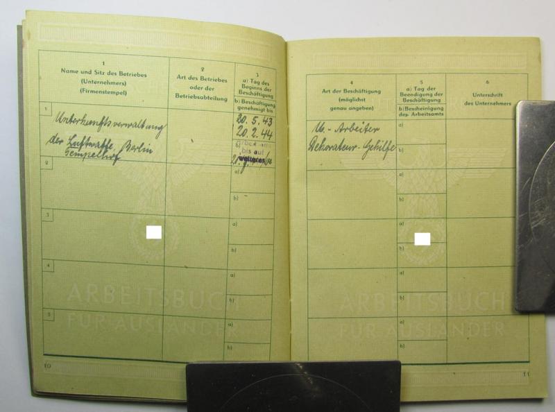 Very interesting - and with certainty scarcely encountered! - so-called: 'Arbeitsbuch für Ausländer' as was issued in July 1944 to the Dutch national named: Pieter 't Hart born 28 February 1921 in Rotterdam